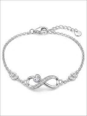 18K White Gold Plated April Birthstone Infinity Bracelet for Women